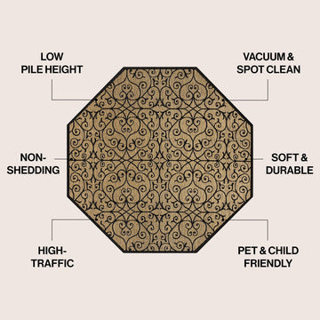 Madrid Vintage Filigree Textured Weave Indoor/outdoor Octagon Rug